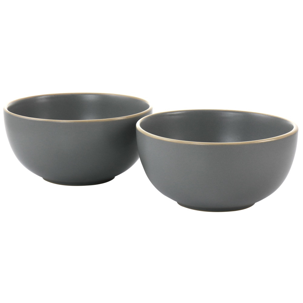 GIBSON OVERSEAS INC. 995116896M Gibson Home Rockaway 2-Piece Cereal Bowl Set, 3inH x 6inW, Gray