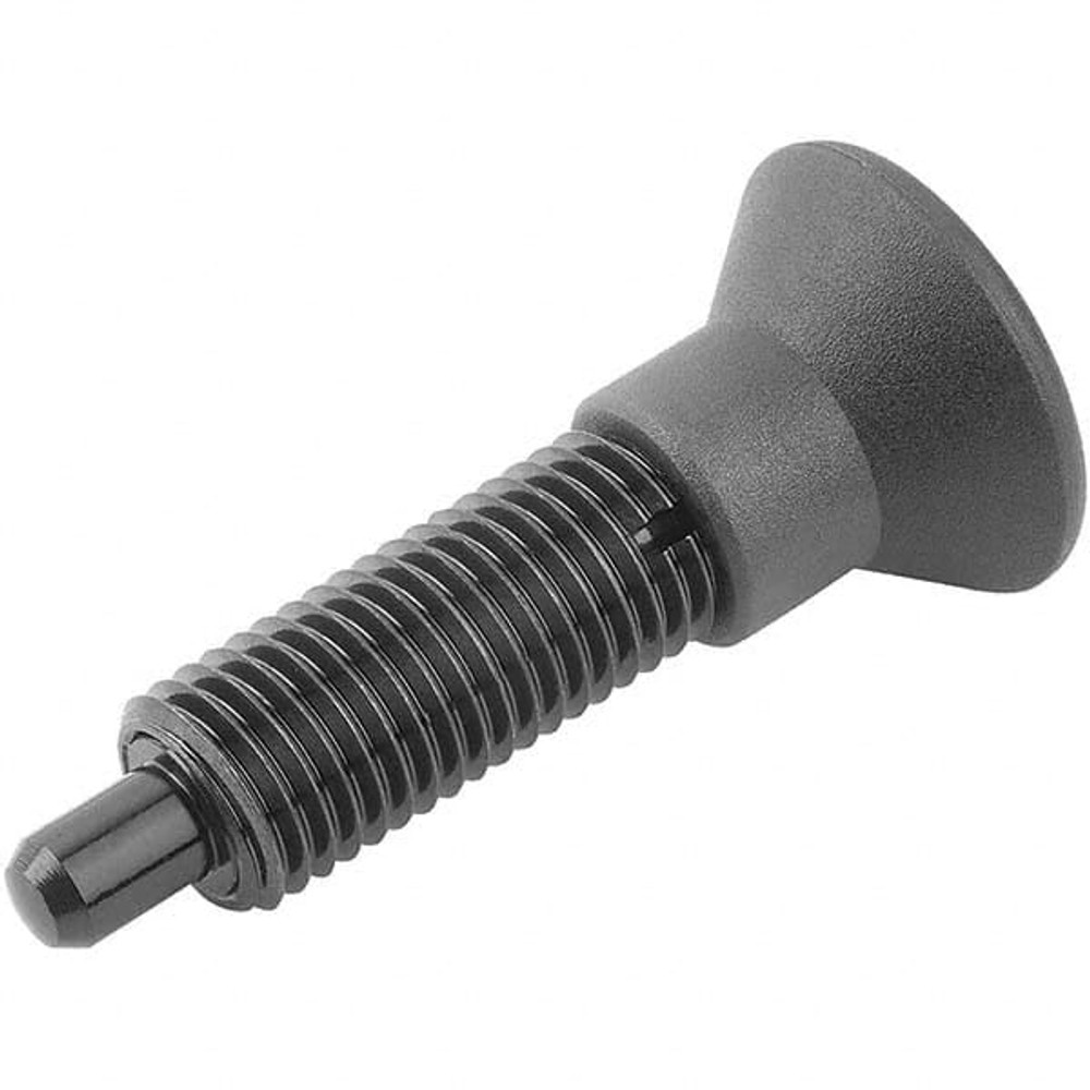 KIPP K0633.21516 M24x2, 50mm Thread Length, 16mm Plunger Diam, Hardened Locking Pin Knob Handle Indexing Plunger