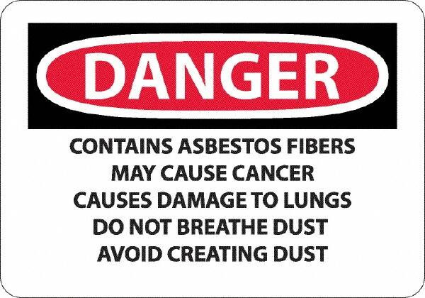 AccuformNMC Sign: Rectangle, "Danger - Contains Asbestos Fibers" D24A