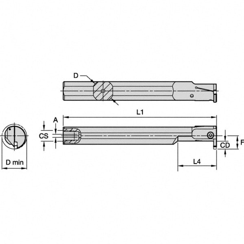 Kennametal 5980672 5/8" Min Bore, 1" Max Depth, Left Hand A-EVE Indexable Boring Bar