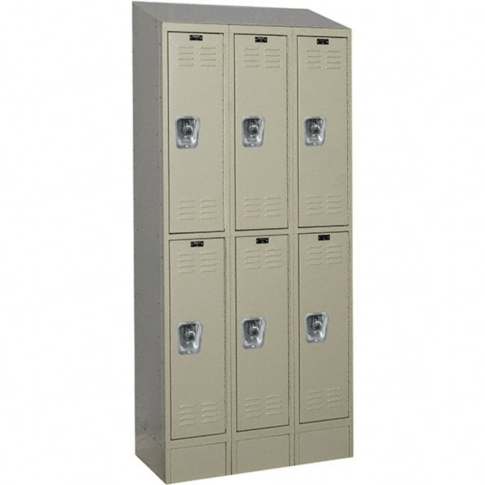 Hallowell URB3288-2ASB-PT 3-Wide Locker: 12" Wide, 78" High, Padlock