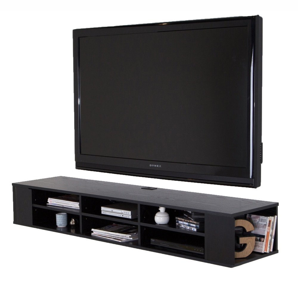 SOUTH SHORE IND LTD South Shore 4147677  City Life 66in Wide Wall Mounted Media Console, Black Oak