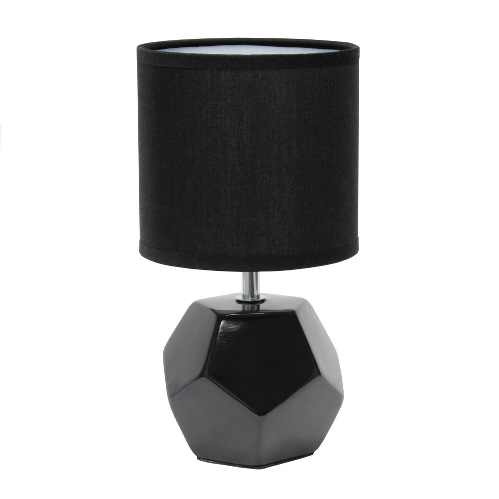 ALL THE RAGES INC LT2065-BLK Simple Designs Round Prism Mini Table Lamp, 10-7/16inH, Black