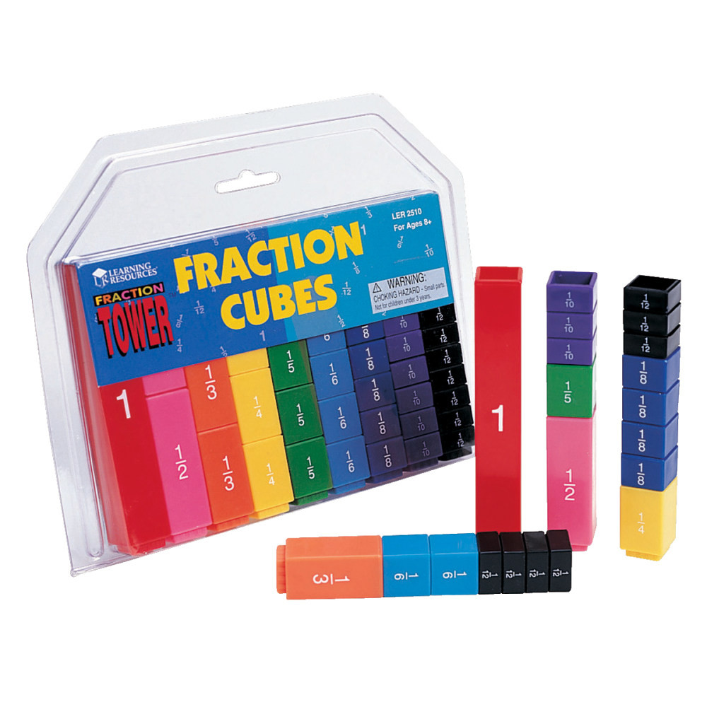 Teach children about fraction relationships with these colorful cubes. The interlocking design helps kids build a tower for interactive learning.  Set helps students understand and compare fractions.  Blocks make it easy to construct graphic mathematical models that show the relationships between fractions.  Colorful interlocking cubes fit together easily. Can be used with the Deluxe Fraction Tower Activity Set (sold separately).  Recommended for children grades 1 through 9.