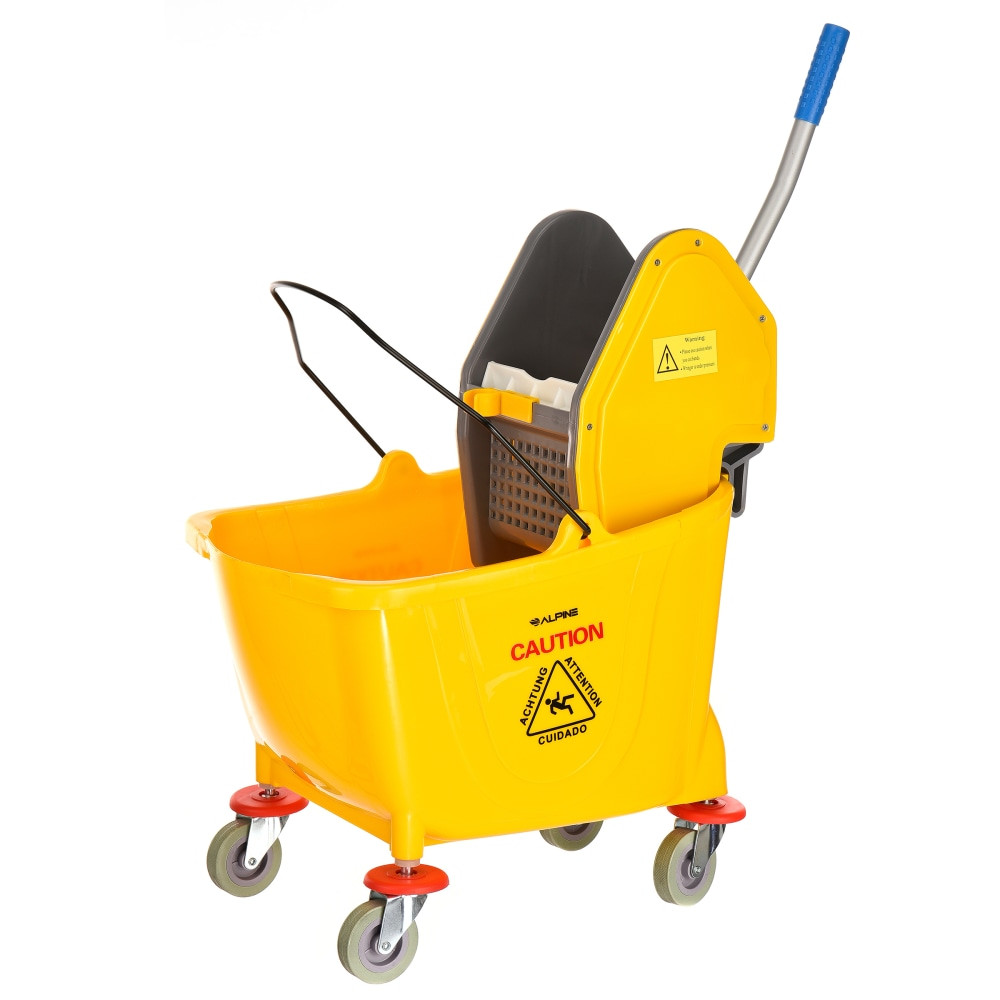 ADIR CORP. ALP462-1 Alpine Mop Bucket With Down-Press Wringer, 36 Qt, 35inH x 15inW x 25inD, Yellow