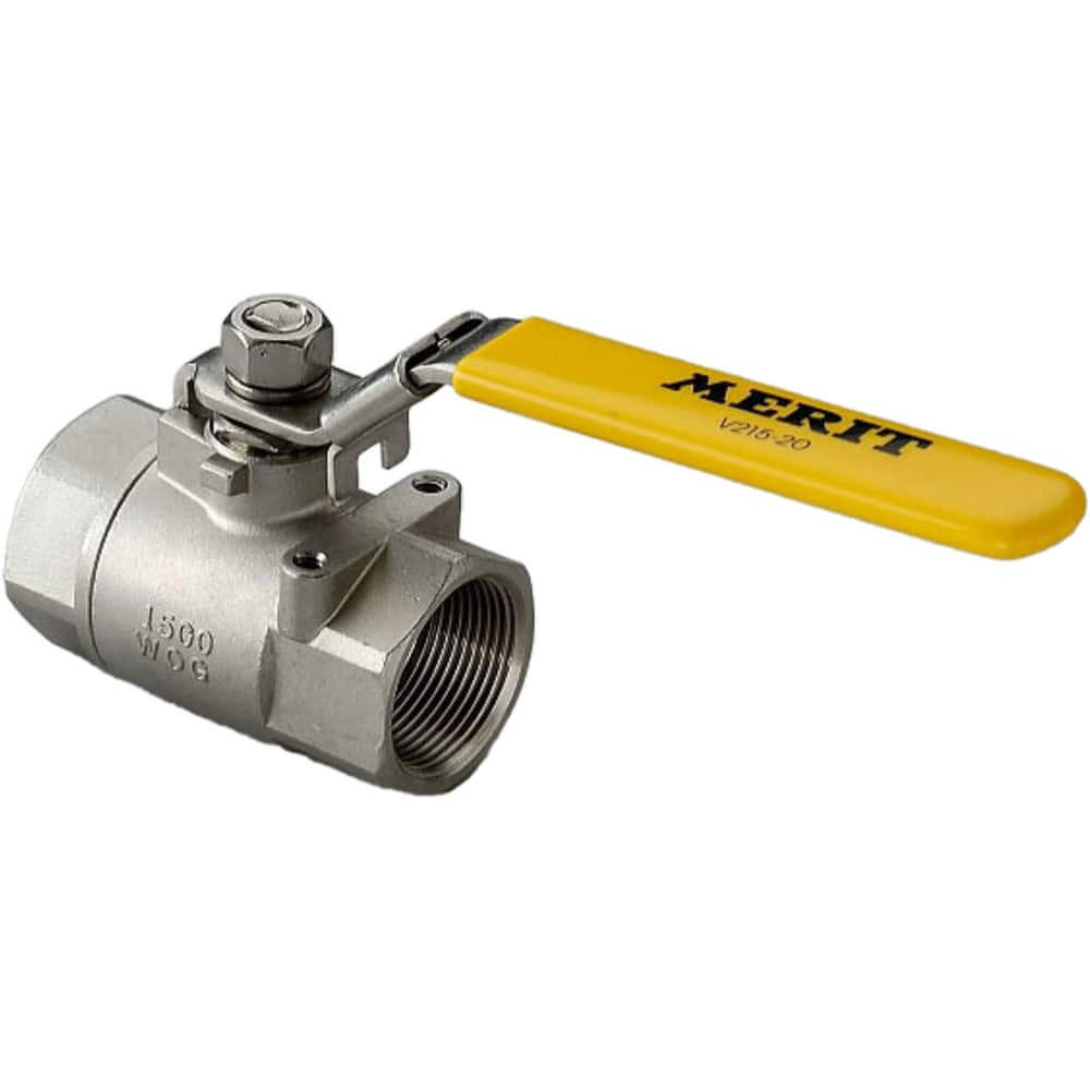 Merit Brass V215-24 2-Way Manual Ball Valve: 1-1/2" Pipe, Reduced Port