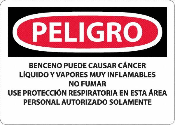 AccuformNMC Sign: Rectangle, "Peligro - Benceno Puede Causar Cancer" SPD27RB