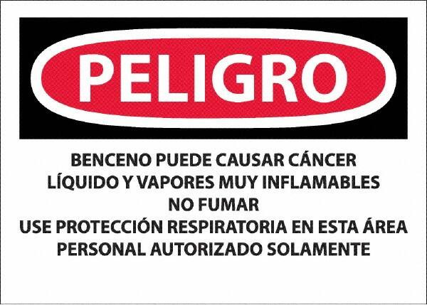 AccuformNMC Sign: Rectangle, "Peligro - Benceno Puede Causar Cancer" SPD27PB