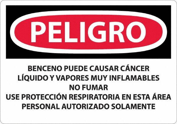 AccuformNMC Sign: Rectangle, "Peligro - Benceno Puede Causar Cancer" SPD27AC
