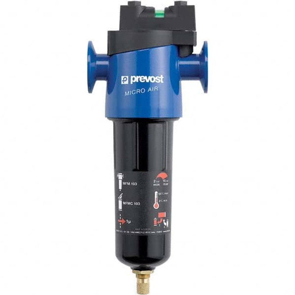 Prevost MFM 1209 Oil & Water Filter/Separator: FNPT End Connections, 401 CFM, Auto & Float Drain, Use on Air
