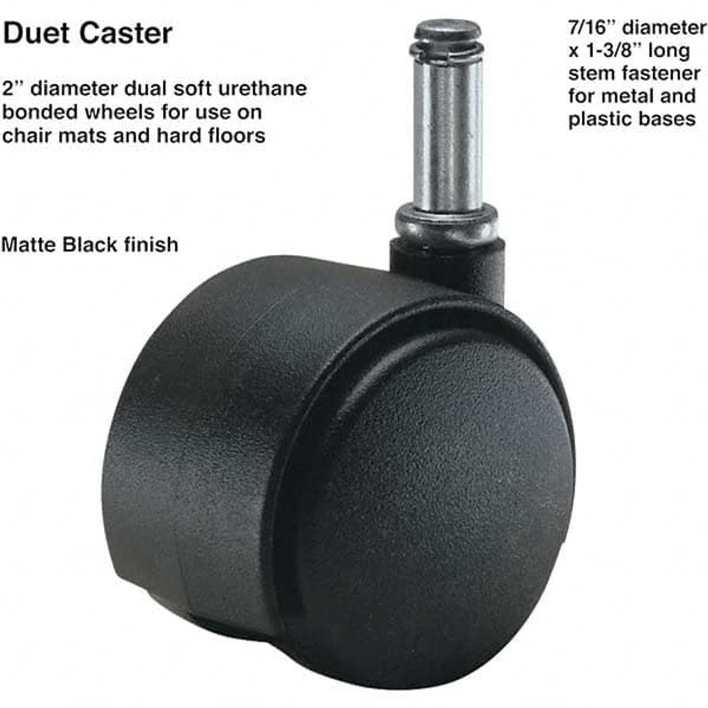 Master Caster MAS64526 Cushions, Casters & Chair Accessories; Caster Material: Polyurethane ; For Use With: Office and Home Furniture ; Caster Bearing Type: Plain ; Color: Matte Black ; Mount Type: Stem ; Caster Diameter: 2