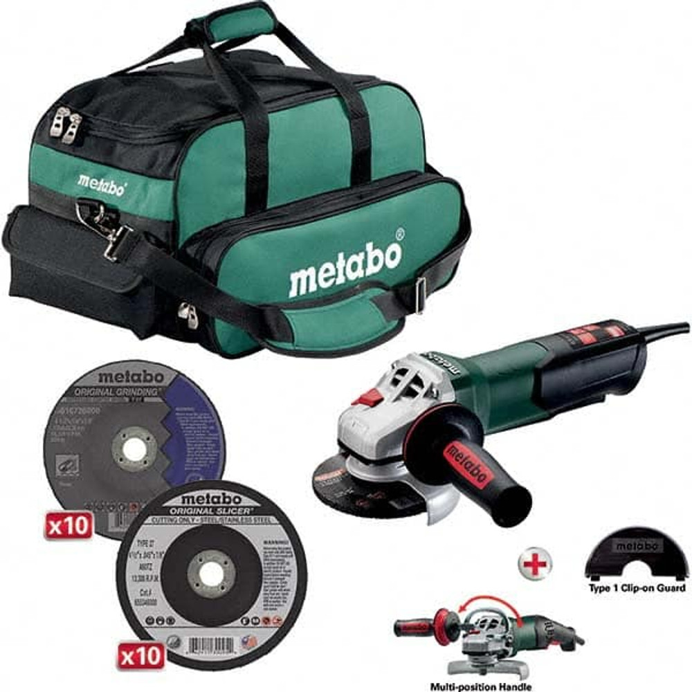 Metabo US3001 Corded Angle Grinder: 4-1/2" Wheel Dia, 10,500 RPM, 5/8-11 Spindle