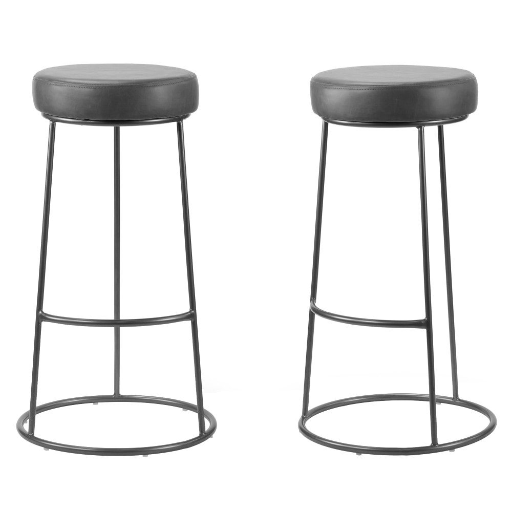 GLAMOUR HOME GHSTL-1353  Amie Bar Stools, Gunmetal/Gray, Set Of 2 Stools