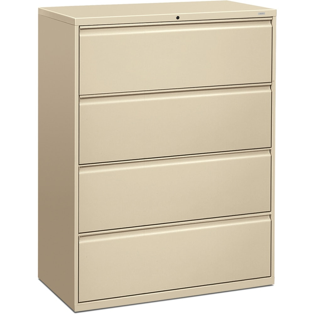 HNI CORPORATION 894LL HON 800 42inW x 19-1/4inD Lateral 4-Drawer File Cabinet With Lock, Putty