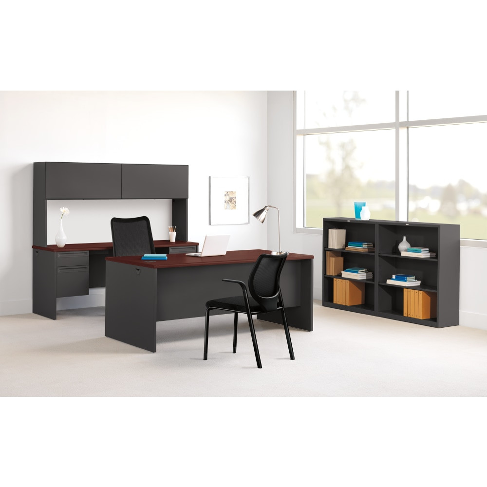 HNI CORPORATION HON 38854NS  38000 72inW Kneespace Computer Desk Credenza, Mahogany/Charcoal