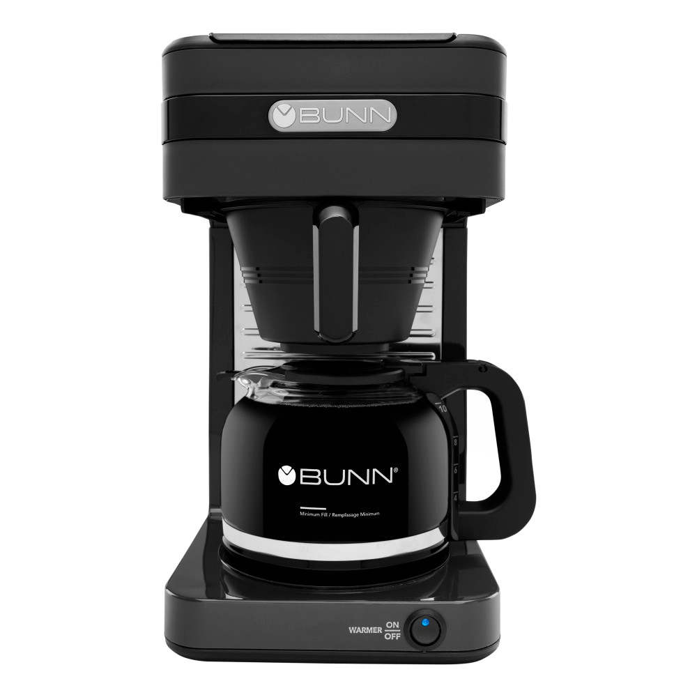 Easily brew a fresh pot of coffee with this BUNN Speed Brew Drip Coffeemaker. The Speed Brew Coffeemaker is constructed with a commercial-grade stainless steel tank which stores hot water, so you can brew a hot, fresh pot in as little as 4 minutes. When the coffee is ready, you will enjoy every drop as the carafes design helps prevent wasted drips.  10-cup capacity makes it easy to brew up a fresh pot of coffee quickly.  Stores hot water in a stainless steel commercial-grade tank, so you can brew coffee on demand.  Drip-free carafe helps ensure a clean pour each time.  Backed by the manufacturers 3-year limited warranty.