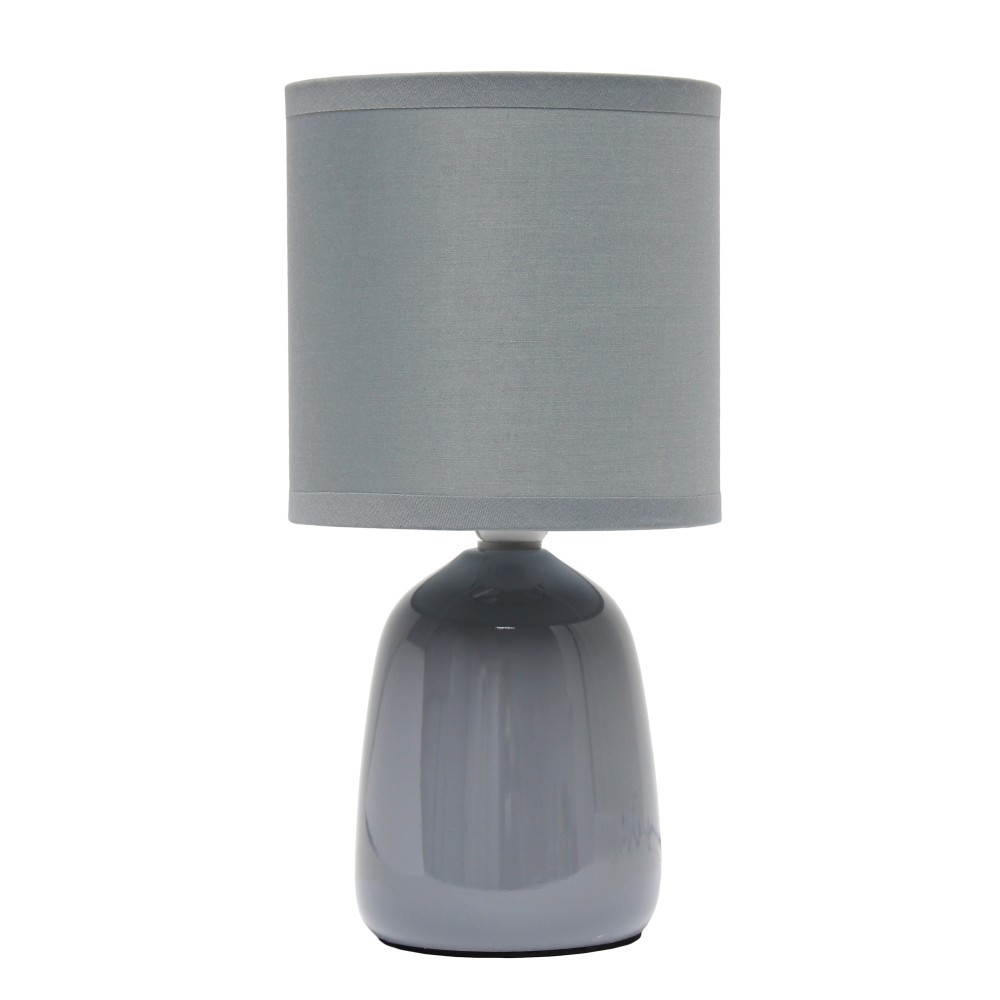 ALL THE RAGES INC LT1134-GRY Simple Designs Thimble Base Table Lamp, 10-1/16inH, Gray/Gray