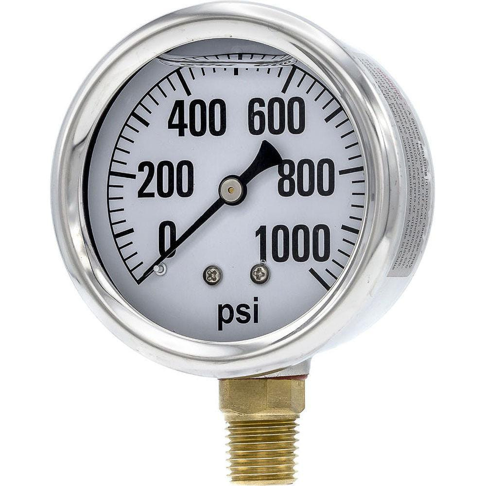 PIC Gauges AG-201L-254M Pressure Gauges; Gauge Type: Industrial Pressure Gauges ; Scale Type: Single ; Accuracy (%): 3-2-3% ; Dial Type: Analog ; Thread Type: 1/4" MNPT ; Bourdon Tube Material: Bronze