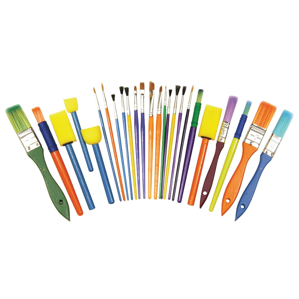 PACON CORPORATION 5180 Creativity Street Painting Supplies Starter Brush Set, Assorted Sizes, Pack Of 25