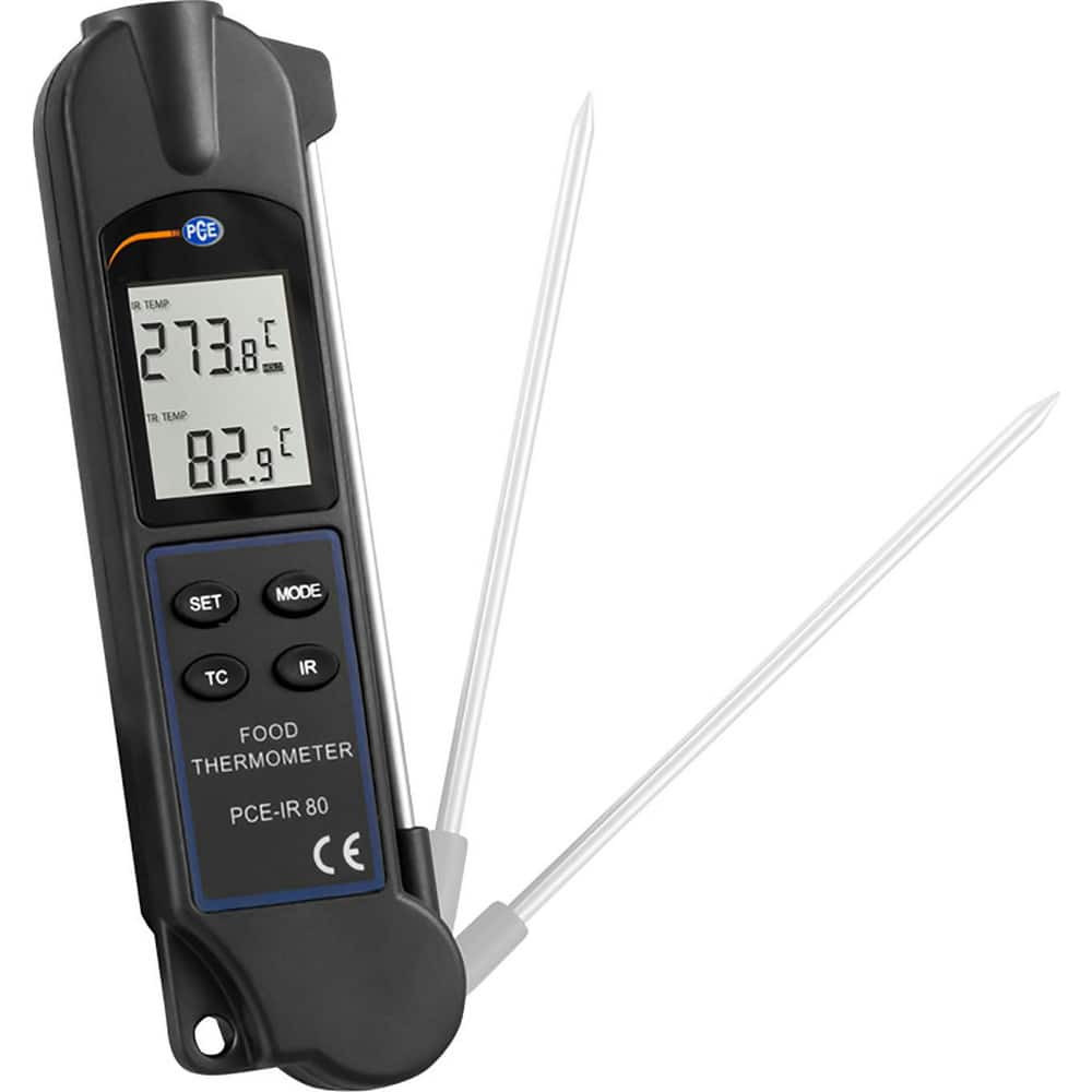 PCE Instruments PCE-IR 80 Infrared Thermometers; Display Type: 2.0 TFT LCD ; Accuracy: -35 ... 00C / -31 ... 320F : 1 40C / 7.20F ; Compatible Surface Type: Dark; Dull; Light; Shiny ; Resolution: Infrared:  0.10C / 0.180F, Penetration sensor:  0.10C 