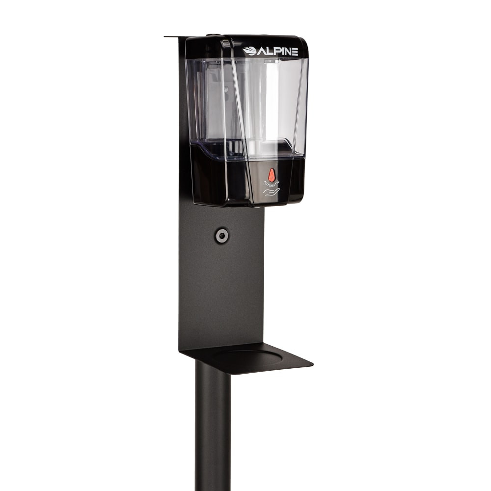 ADIR CORP. Alpine ALP432-1-BLK-S  Automatic Transparent Gel Hand Sanitizer/Liquid Soap Dispenser With Stand, 700 mL, 52-1/2in x 14-15/16in, Black