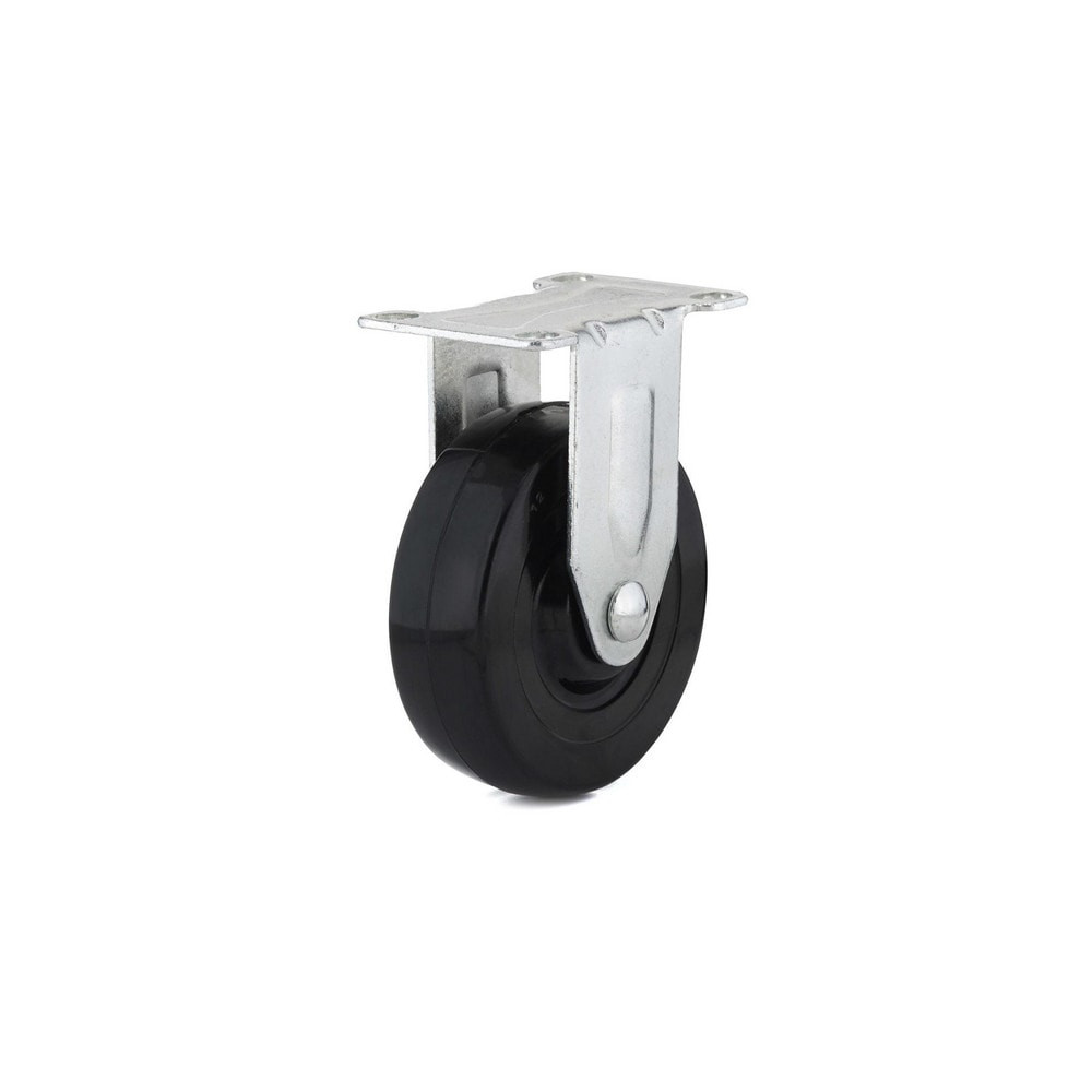 Madico F27280 Rigid Top Plate Caster: Rubber, 4" Wheel Dia, 1-1/4" Wheel Width, 247 lb Capacity, 5" OAH