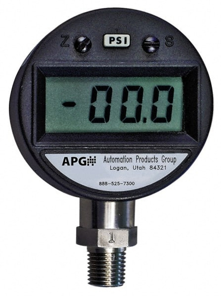 Made in USA PG05-30HG-GR Pressure Gauge: 2-1/2" Dial, 1/4" Thread, Center Back Mount