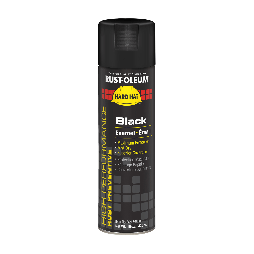 RUST-OLEUM CORPORATION V2179838 Rust-Oleum Hard Hat High Performance V2100 System Rust Preventive Enamel Spray Paint, 15 Oz, Gloss Black, Case Of 6 Cans