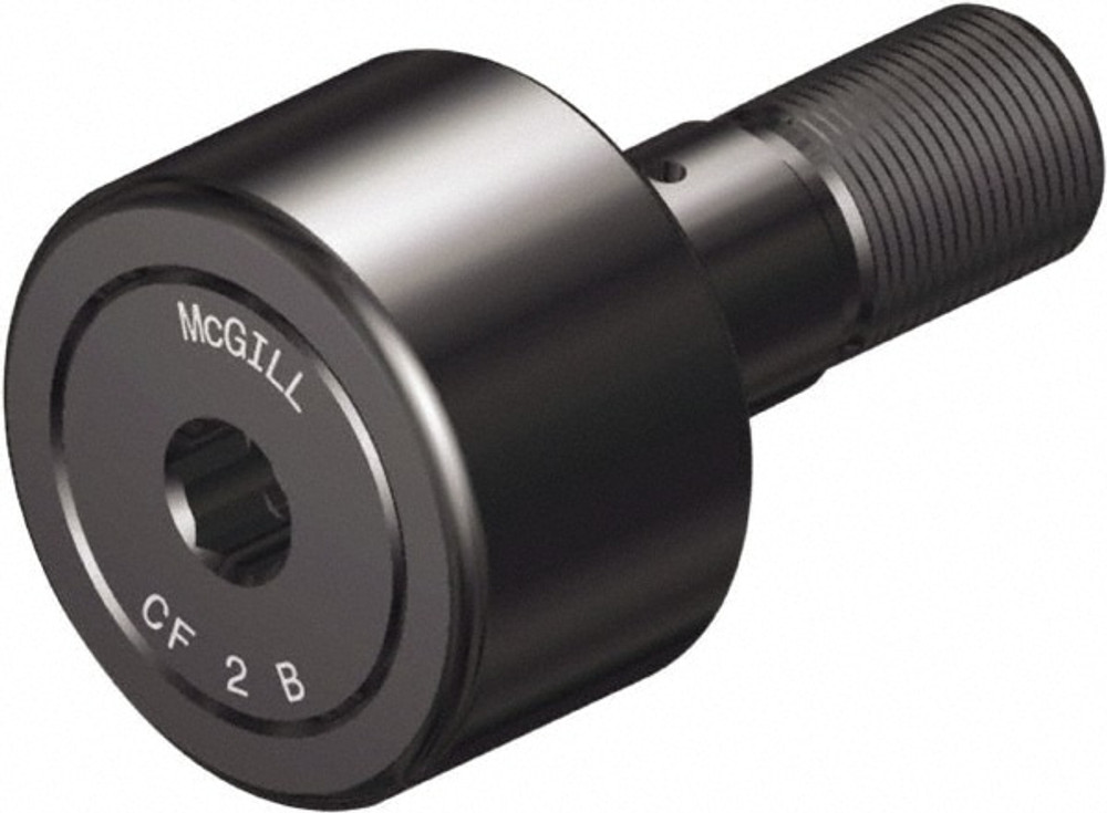 McGill 2110102000 Plain Cam Follower: 1.125" Roller Dia, 0.625" Roller Width, 0.4375" Stud Dia, 1" Stud Length