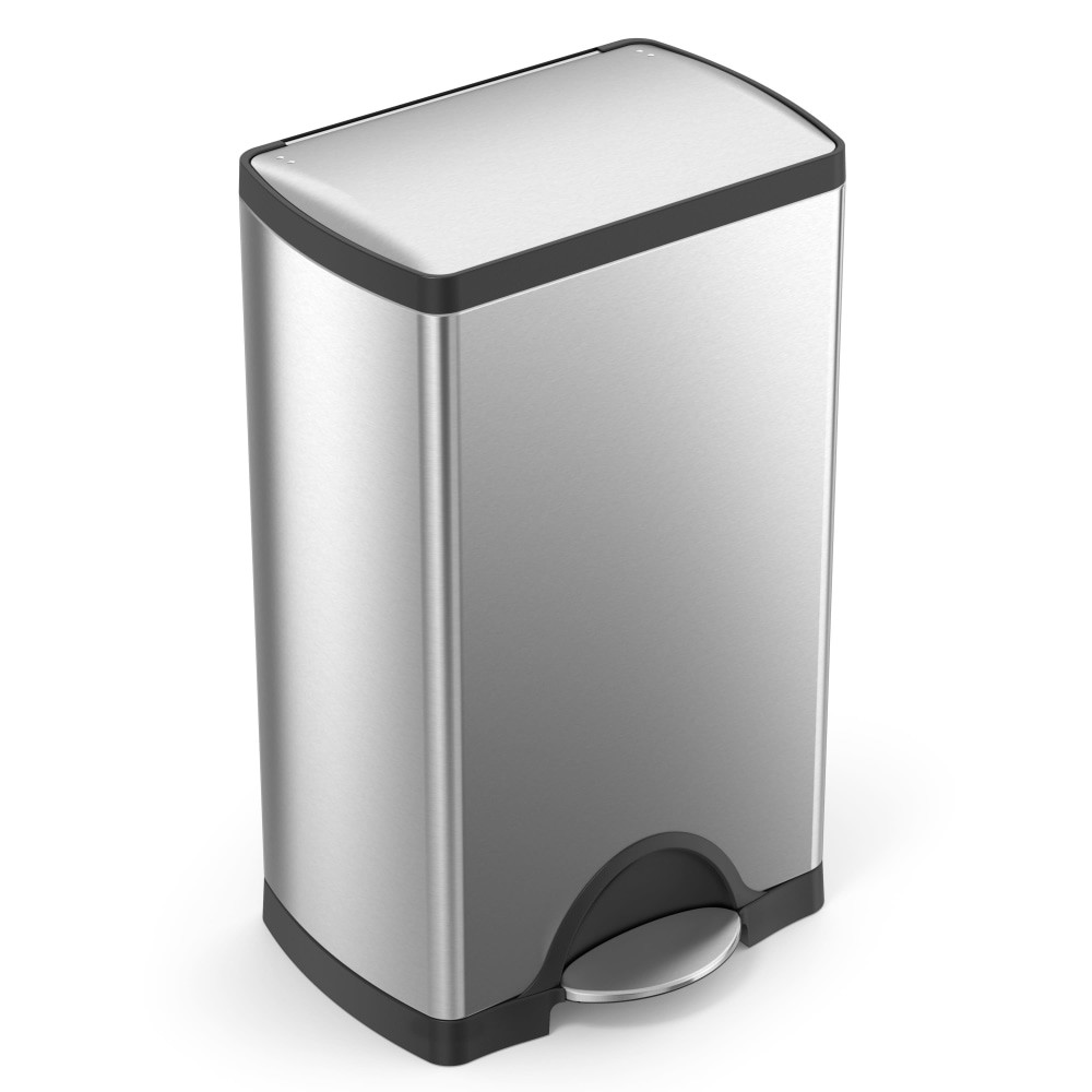 SIMPLEHUMAN LLC CW1814 simplehuman Rectangular Metal Step Trash Can, 10 Gallons, 25-3/4inH x 15-12/16inH x 12-1/2inD, Brushed Stainless Steel