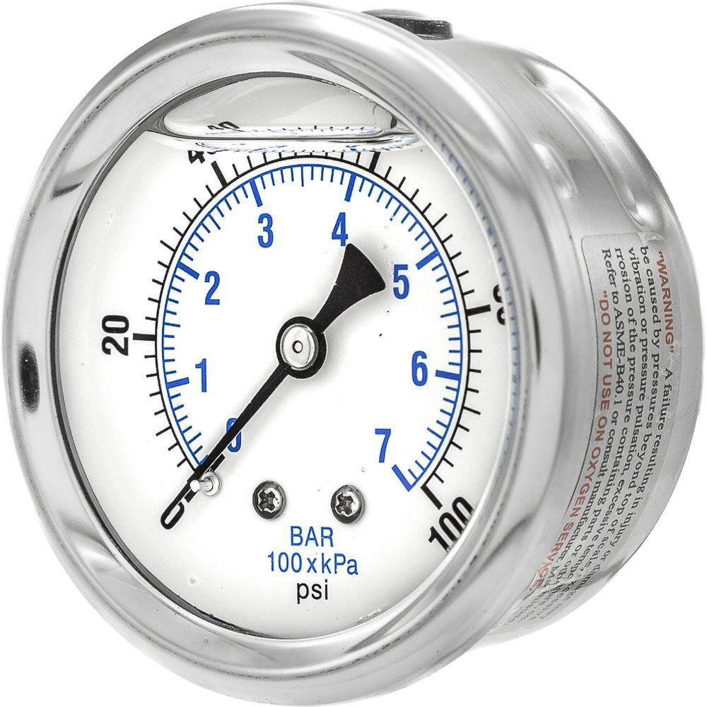 PIC Gauges PRO-202L-254E Pressure Gauges; Gauge Type: Industrial Pressure Gauges ; Scale Type: Dual ; Accuracy (%): 2-1-2% ; Dial Type: Analog ; Thread Type: 1/4" MNPT ; Bourdon Tube Material: Bronze