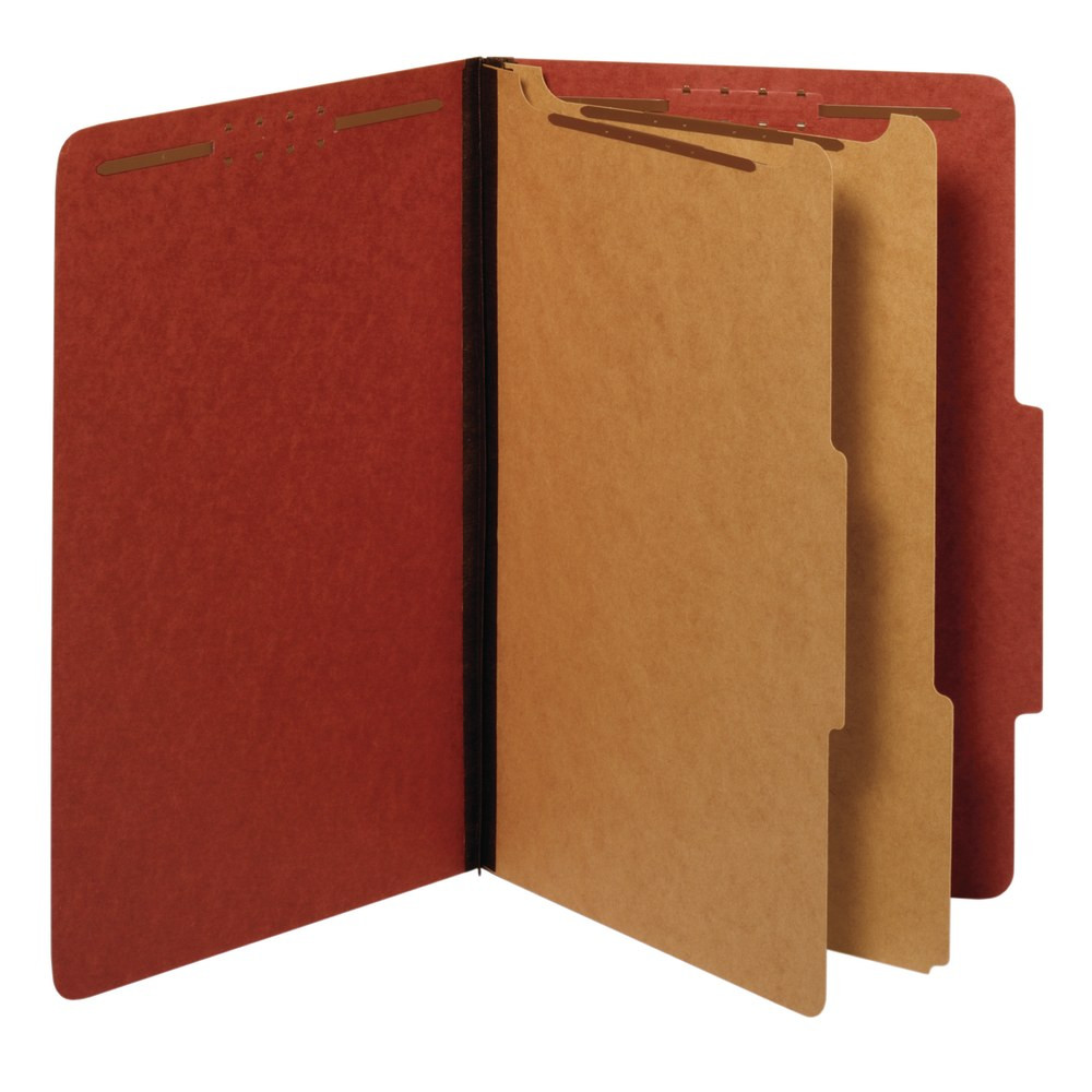 OFFICE DEPOT OD29075R  Brand Pressboard Classification Folders With Fasteners, Legal Size, 100% Recycled, Red, Pack Of 10 Folders