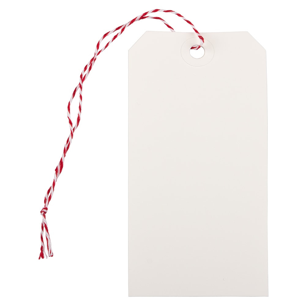 JAM PAPER AND ENVELOPE JAM Paper 91932670A  Medium Gift Tags, 4-3/4in x 2-3/8in, White/Red, Pack Of 10 Tags