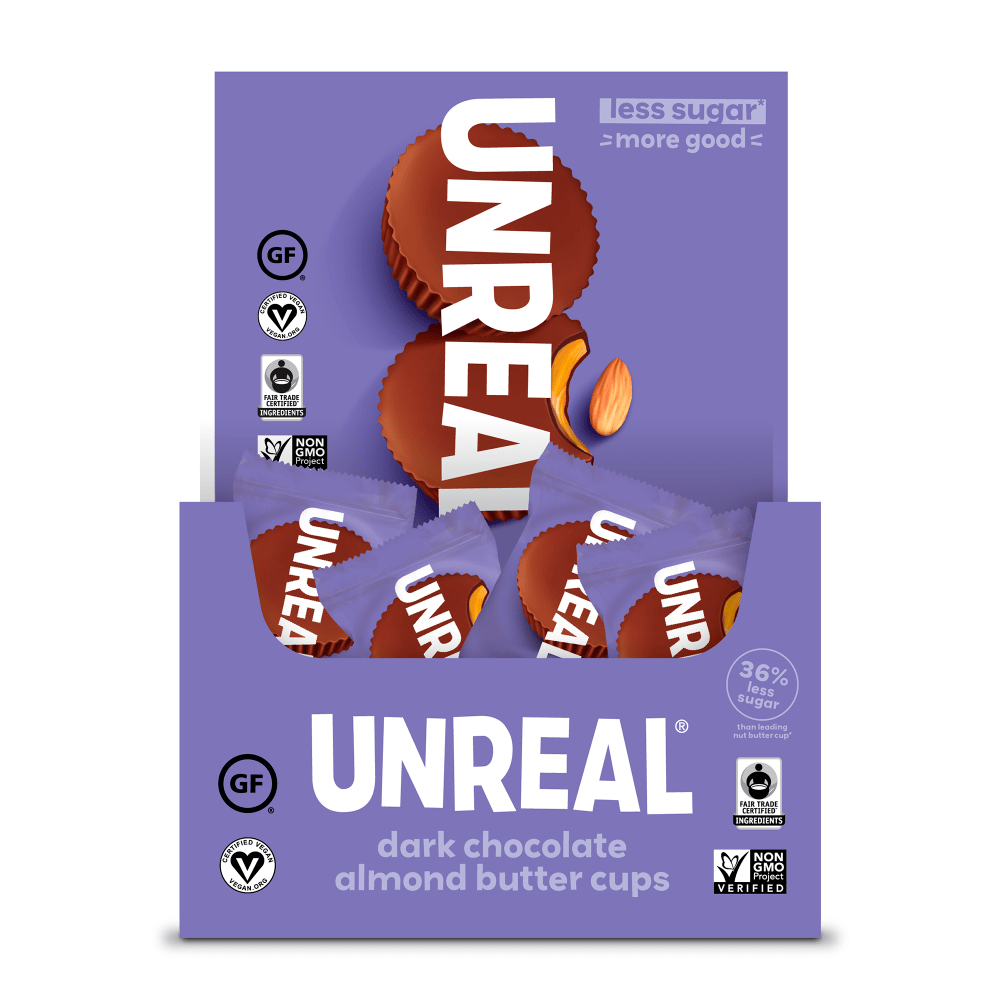 UNREAL BRANDS INC 0855571005820 Unreal Dark Chocolate Almond Butter Cups, 0.53 Oz, Pack Of 40 Cups