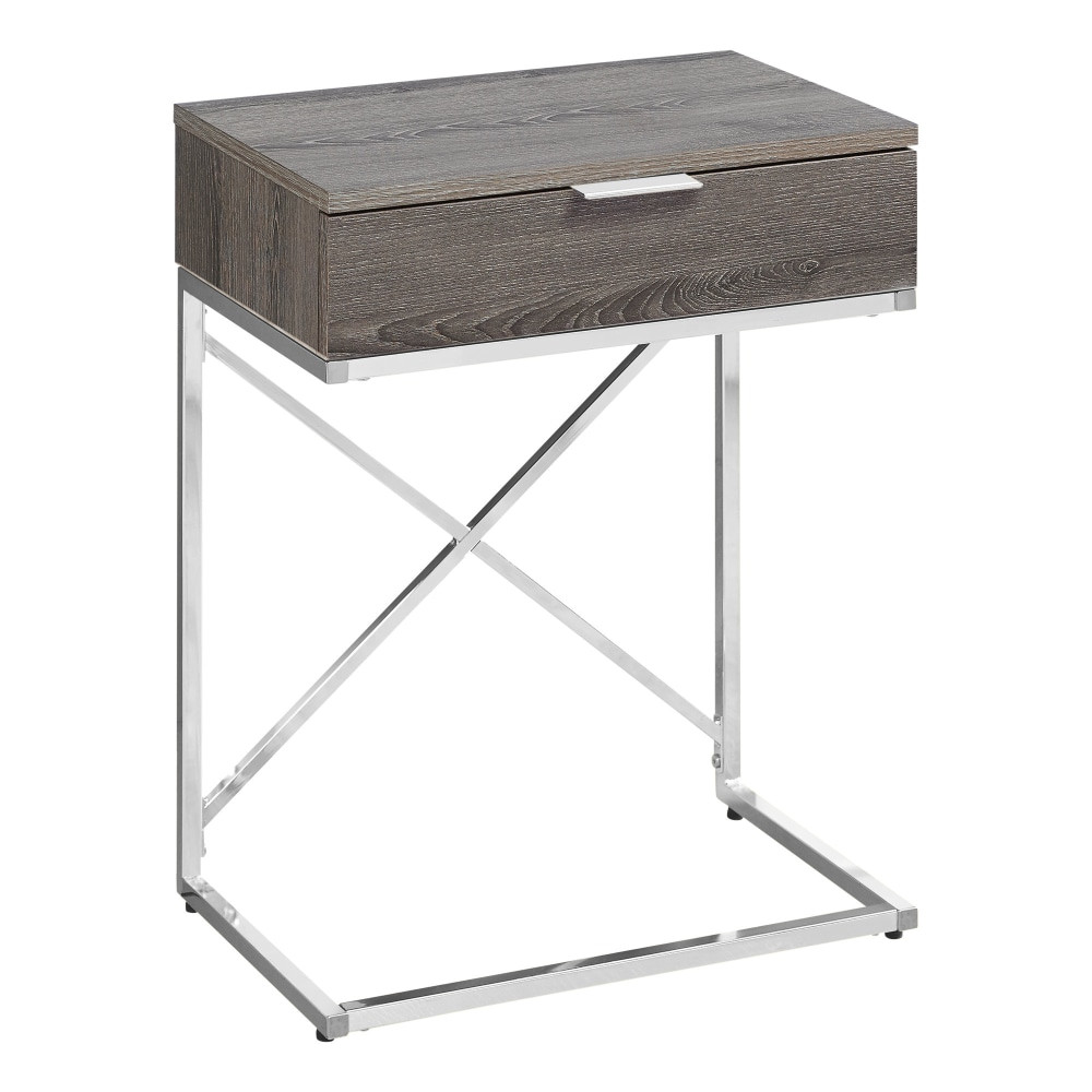 MONARCH PRODUCTS Monarch Specialties I 3475  Accent End Table, Rectangular, Dark Taupe/Chrome