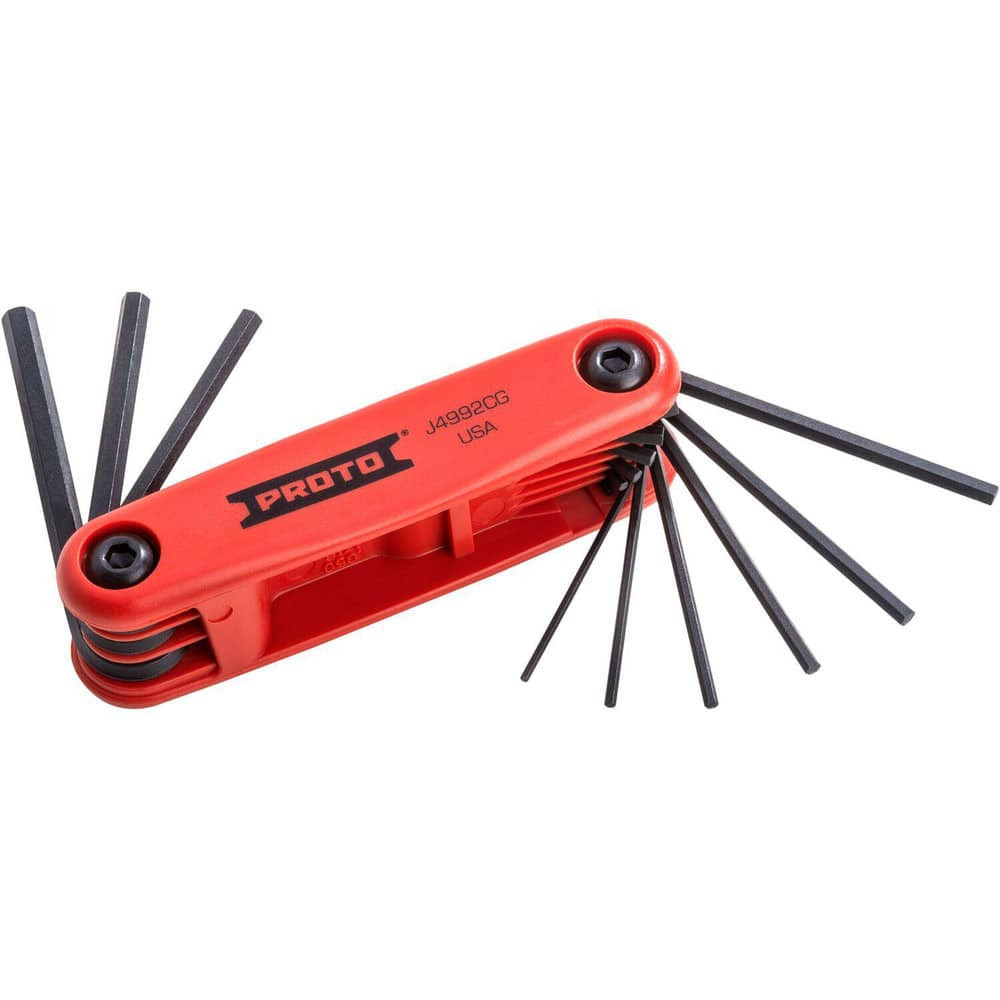 Proto J4992CG Hex Key Sets; Ball End: No ; Hex Size: 1/16 in; 1/8 in; 3/32 in; 3/64 in; 5/32 in; 5/64 in; 7/64 in; 9/64 in ; Material: Alloy Steel ; Tether Style: Not Tether Capable