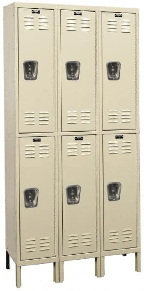 Hallowell U3286-2PT 3-Wide Locker: 12" Wide, 17" Deep, 66" High, Padlock