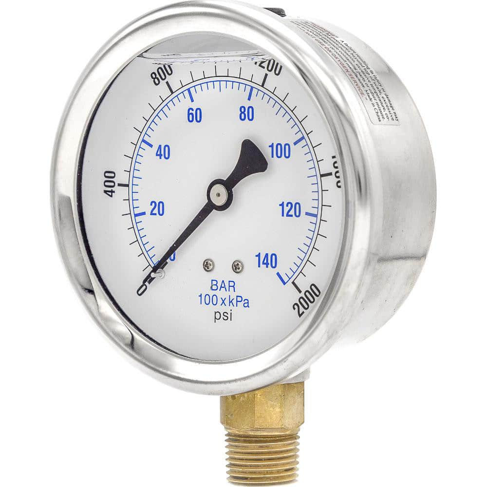 PIC Gauges 201L-402O Pressure Gauges; Gauge Type: Industrial Pressure Gauges ; Scale Type: Dual ; Accuracy (%): 2-1-2% ; Dial Type: Analog ; Thread Type: NPT ; Bourdon Tube Material: Bronze