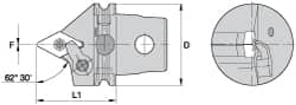 Kennametal 2397714 Modular Turning & Profiling Cutting Unit Head: Size KM63, 60 mm Head Length, External, Neutral