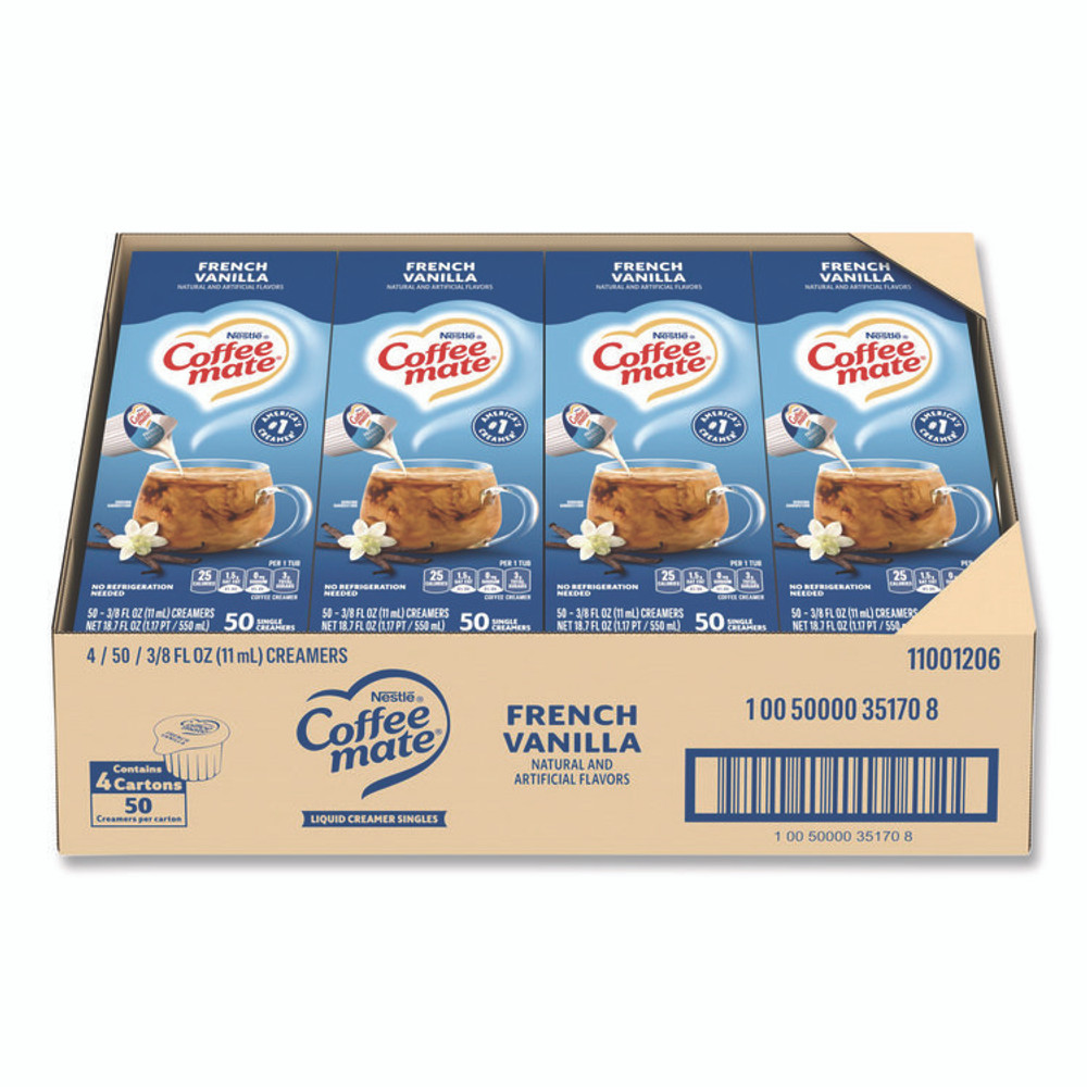 NESTLE Coffee mate® 35170CT Liquid Coffee Creamer, French Vanilla, 0.38 oz Mini Cups, 50/Box, 4 Boxes/Carton