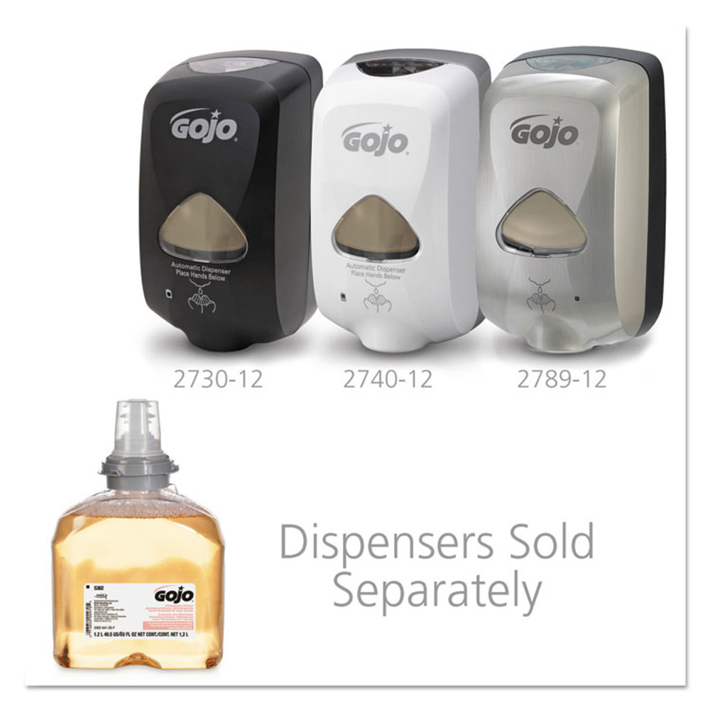 GO-JO INDUSTRIES GOJO® 5362-02 TFX Premium Foam Antibacterial Hand Wash, Refill for GOJO TFX Touch-Free Dispenser, Fresh Fruit Scent, 1,200 mL, 2/Carton