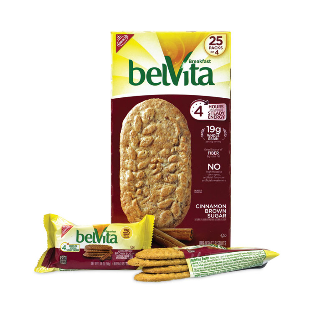 NABISCO FOOD GROUP 22000507 belVita Breakfast Biscuits, Cinnamon Brown Sugar, 1.76 oz Pack, 25 Packs/Carton