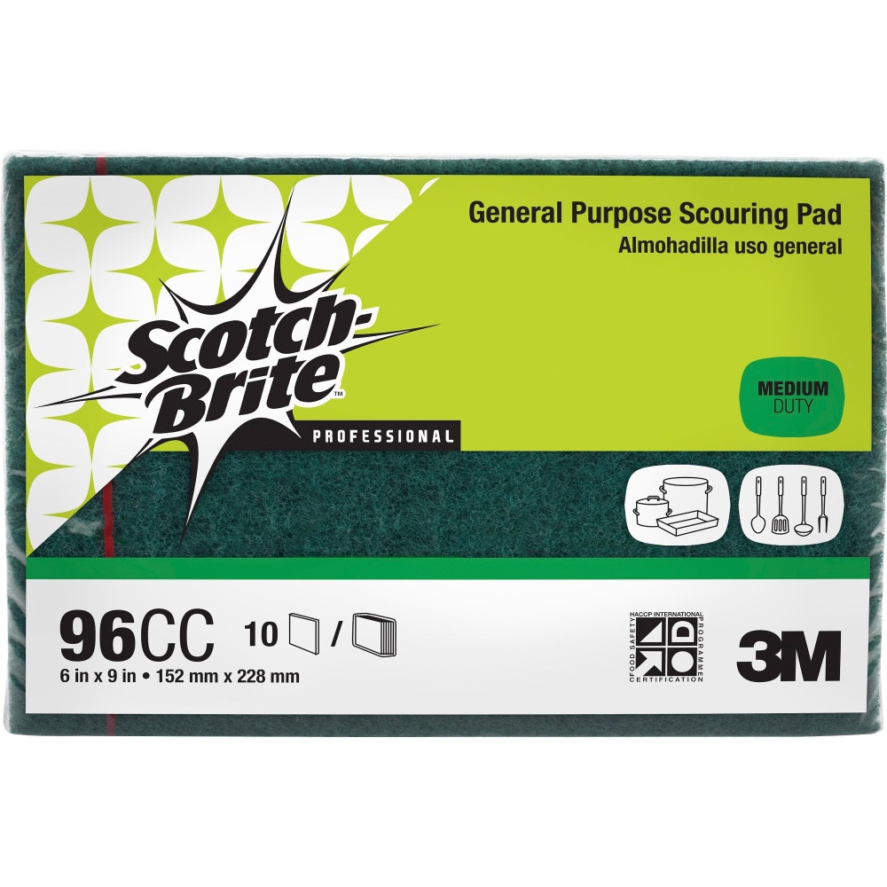 3M CO Scotch-Brite 96CCCT  General-Purpose Scouring Pads - 6in Width x 9in Length - 60/Carton - Synthetic Fiber - Green