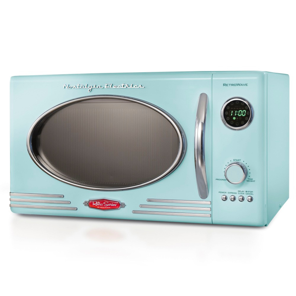 NOSTALGIA PRODUCTS GROUP LLC Nostalgia 810061701835  NRMO9AQ Retro Microwave Oven, 0.9 Cu. Ft., Aqua