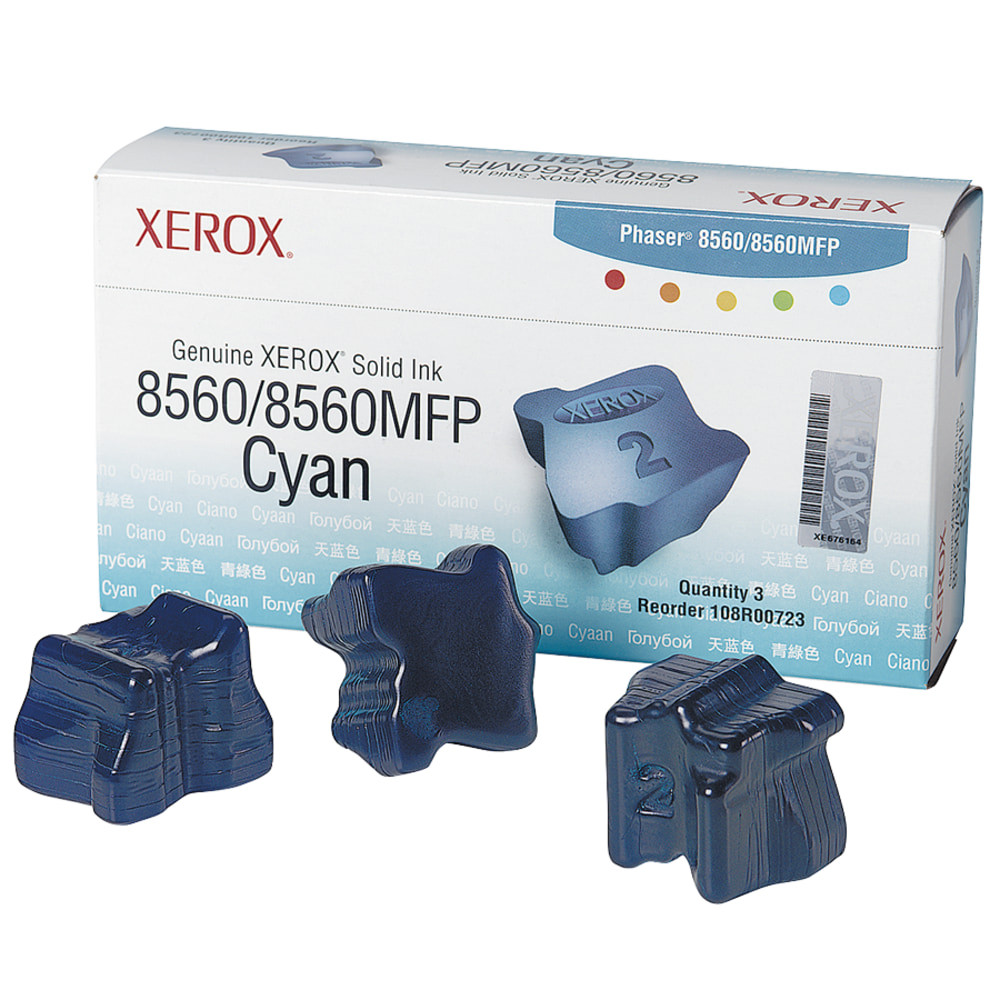 XEROX CORPORATION 108R00723 Xerox 8560 Phaser High-Yield Cyan Solid Ink, Pack Of 3, 108R00723