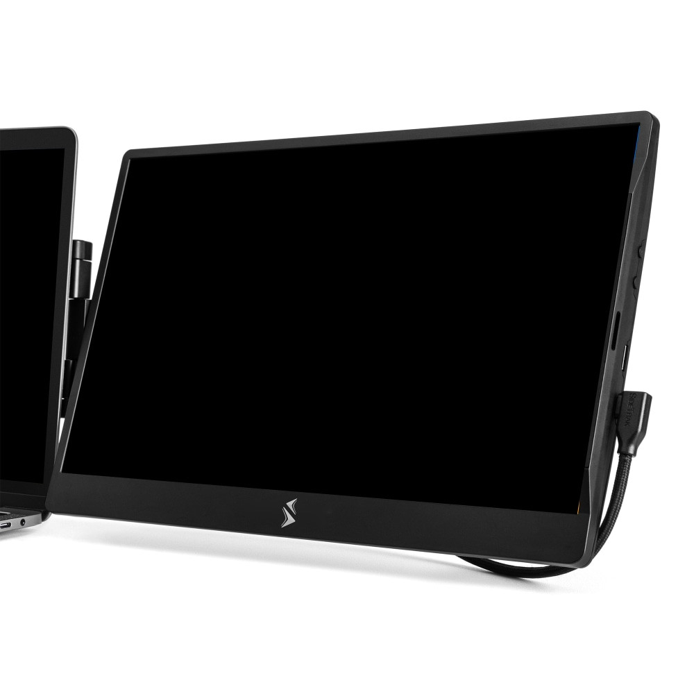 Turn your laptop into a dual screen device for efficiency with the LUX SideTrak Swivel 14in LED Portable Monitor. This powerful monitor swivels and rotates so you can see the screen easily even while switching positions. The 1920 x 1080 screen resolution offers a high level of detail.  14in FHD LED monitor display offers clear images.  89 deg. viewing angle.  3000:1 contrast ratio provides clear detail.  250 nits of brightness creates a highly visible display.  1920 x 1080 screen resolution at 60 Hz creates a high level of picture detail.  Swivel monitor with a 30ms response time.  1 DisplayPort and 1 mini HDMI port allows you to connect your device to an external source.  Swivels 360 deg. and rotates 270 deg..  Built-in kickstand.  Backed by the manufacturer's 1-year limited warranty.