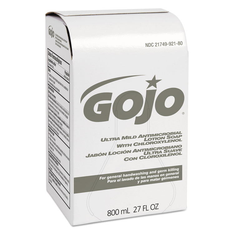 GO-JO INDUSTRIES GOJO® 9212-12CT Ultra Mild Lotion Soap with Chloroxylenol Refill, Coconut Scent, 800 mL, 12/Carton