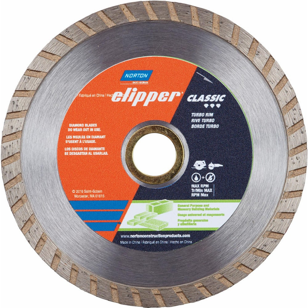 Norton 7660704018 Wet & Dry Cut Saw Blade: 4" Dia, 7/8" Arbor Hole, 0.08" Kerf Width, 1 Teeth