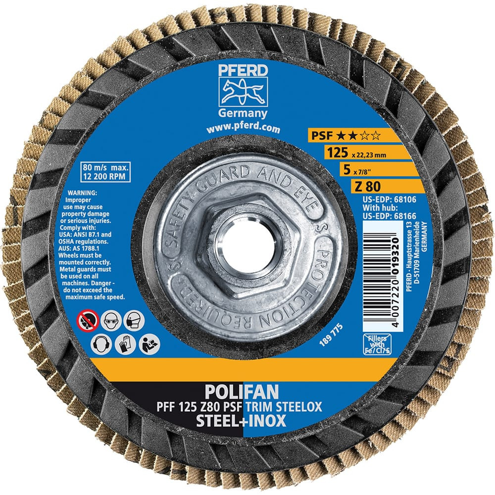 PFERD 68166 Flap Disc: 5/8-11 Hole, 80 Grit, Zirconia Alumina, Type 27