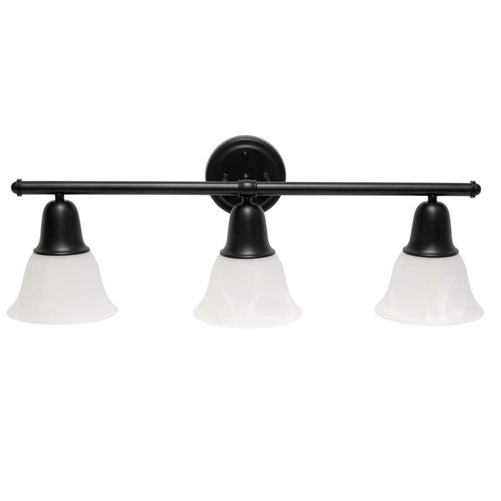 ALL THE RAGES INC LHV-1007-BK Lalia Home Essentix 3-Light Wall Mounted Vanity Light Fixture, 26-1/2inW, Alabaster White/Black